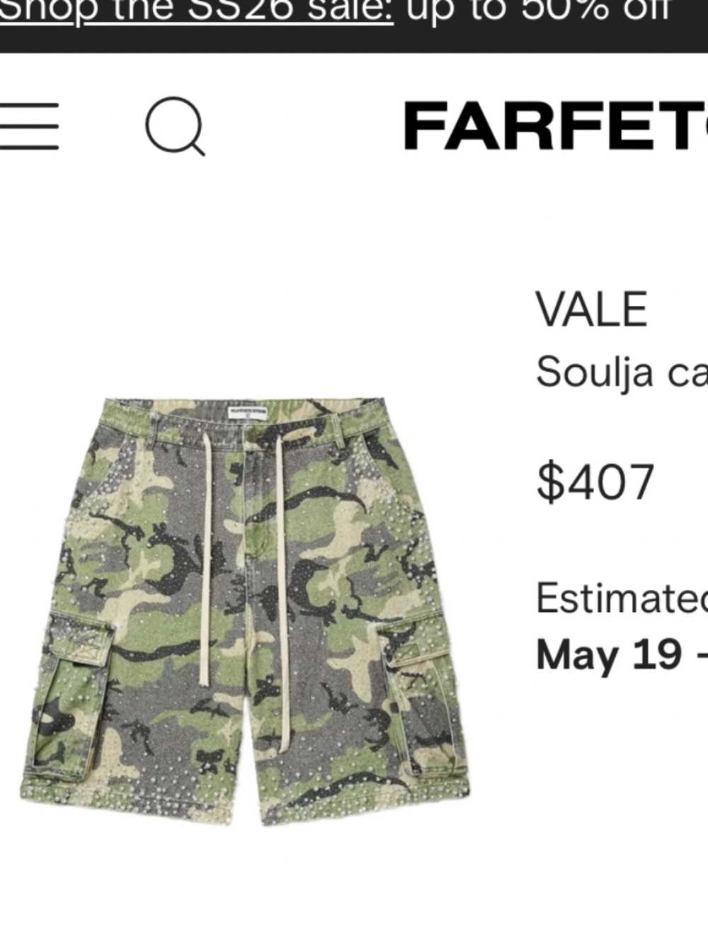 VALE Soulja camouflage studded shorts